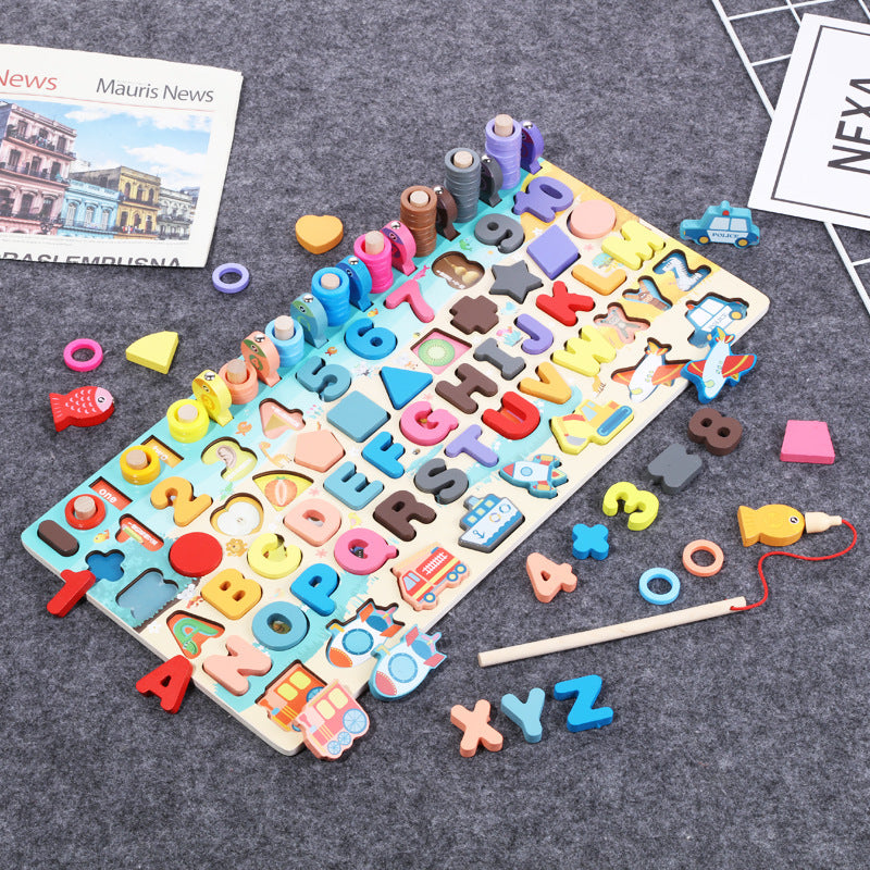 Montessori Wooden Learning Toy – Math, Fishing & Board Game for Kids (Ages 1–3)