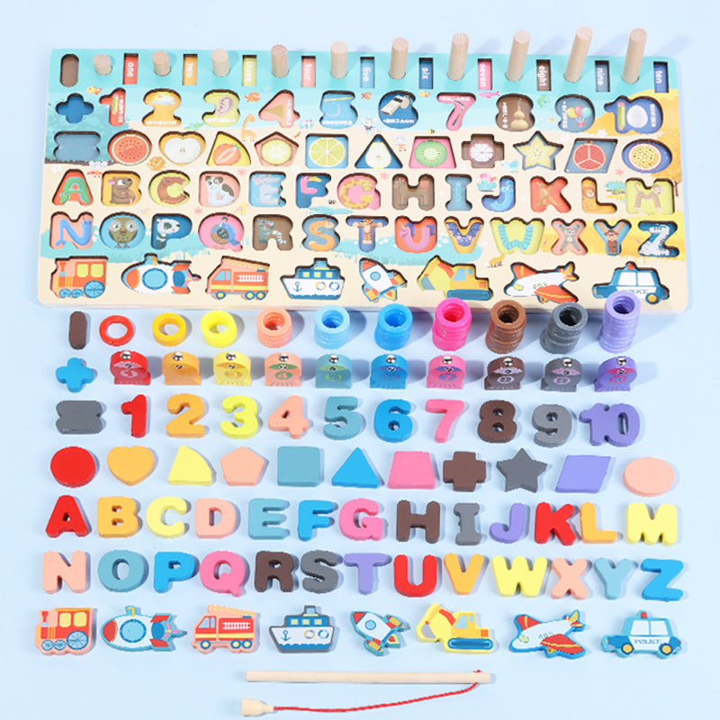 Montessori Wooden Learning Toy – Math, Fishing & Board Game for Kids (Ages 1–3)