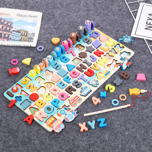 Montessori Wooden Learning Toy – Math, Fishing & Board Game for Kids (Ages 1–3)